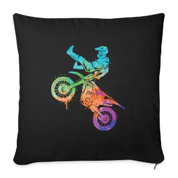 Dirt Biker Moto Filles Motocross Garçons - Housse de coussin décorative 45 x 45 cm - noir - Devant