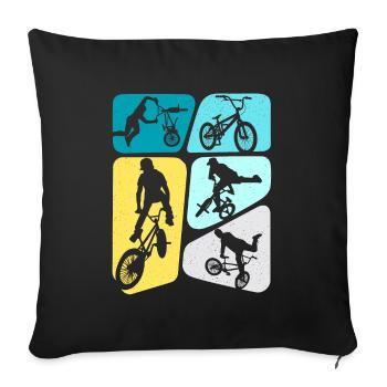 BMX Cascades Vélo Tricks Garçons Vélo BMX Enfants - Housse de coussin décorative 45 x 45 cm - noir - Devant