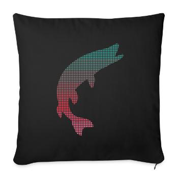 Hecht Angeln verpixelt Hechte Fischen Angler - Sofakissenbezug 45 x 45 cm - Schwarz - Vorne
