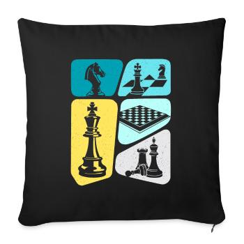 Chess Pieces Chess Set Boys Children Chess - Sofa pillowcase 17,3'' x 17,3'' (45 x 45 cm) - black - Front