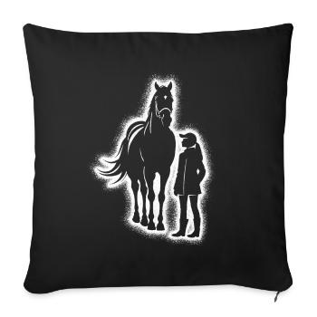 Pferd reiten Reiter Reiterin Kinder Mädchen Pferde - Sofakissenbezug 45 x 45 cm - Schwarz - Vorne