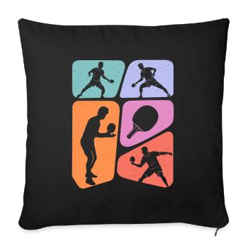 Joueurs de tennis de table garçons Tennis de table enfants - Housse de coussin décorative 45 x 45 cm - noir - Devant