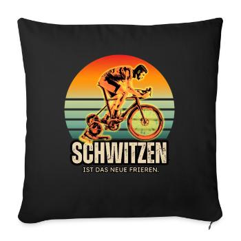 Schwitzen ist das neue Frieren – Indoor Cycling! - Sofakissenbezug 45 x 45 cm - Schwarz - Vorne