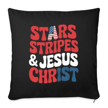 American Believer Christian July 4th Jesus - Sofa pillowcase 17,3'' x 17,3'' (45 x 45 cm) - black - Front