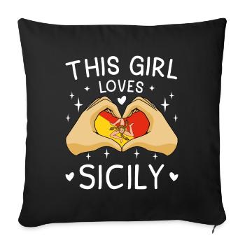 Sicile Flag Italie Palerme Trinacria Italia - Housse de coussin décorative 45 x 45 cm - noir - Devant