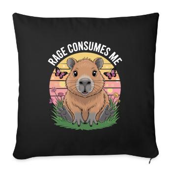 Capybara Rage Consumes Me - Sofa pillowcase 17,3'' x 17,3'' (45 x 45 cm) - black - Front
