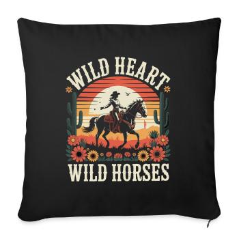 Barrel Racing Wild Heart Wild Horses - Sofa pillowcase 17,3'' x 17,3'' (45 x 45 cm) - black - Front