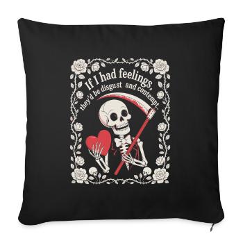 Halloween drôle squelette si j’avais des sentiments - Housse de coussin décorative 45 x 45 cm - noir - Devant