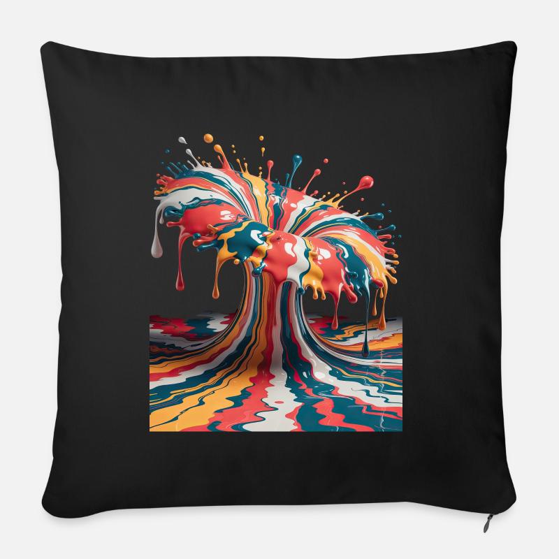 Regenbogen-Farbexplosion - Sofakissenbezug 45 x 45 cm - Schwarz