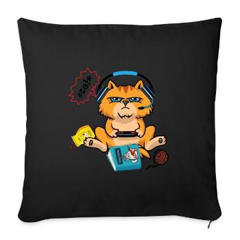 Gaming Gamer gambling cat gift shirt - Sofa pillowcase 17,3'' x 17,3'' (45 x 45 cm) - black - Front