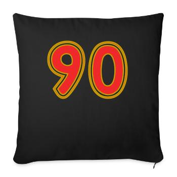 90. 90 ANS. 90e ANNIVERSAIRE. ANNIVERSAIRE 90 ANS. - Housse de coussin décorative 45 x 45 cm - noir - Devant