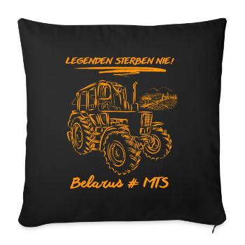 Biélorussie # MTS / GDR Machines agricoles - Housse de coussin décorative 45 x 45 cm - noir - Devant