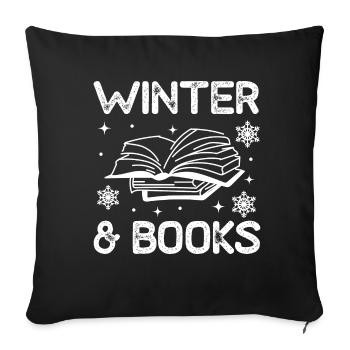 Winter Reading Books Cozy Winter Season Tea - Sofa pillowcase 17,3'' x 17,3'' (45 x 45 cm) - black - Front