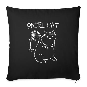 Padel player Padel tennis cat Padel - Sofa pillowcase 17,3'' x 17,3'' (45 x 45 cm) - black - Front