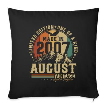 August 2007 Jahrgang Vintage Retro Geburtstag - Sofakissenbezug 45 x 45 cm - Schwarz - Vorne