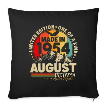 August 1954 Jahrgang Vintage Retro Geburtstag - Sofakissenbezug 45 x 45 cm - Schwarz - Vorne