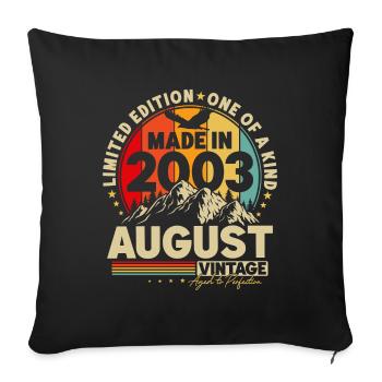 Août 2003 Vintage Vintage Rétro Anniversaire - Housse de coussin décorative 45 x 45 cm - noir - Devant