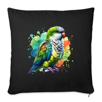 Cadeau Perruche moine - Housse de coussin décorative 45 x 45 cm - noir - Devant