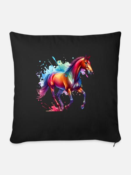 Andalusier Geschenk Pferd - Sofakissenbezug 45 x 45 cm - Schwarz