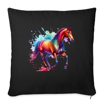 Irisches Zugpferd Geschenk Pferd - Sofakissenbezug 45 x 45 cm - Schwarz - Vorne