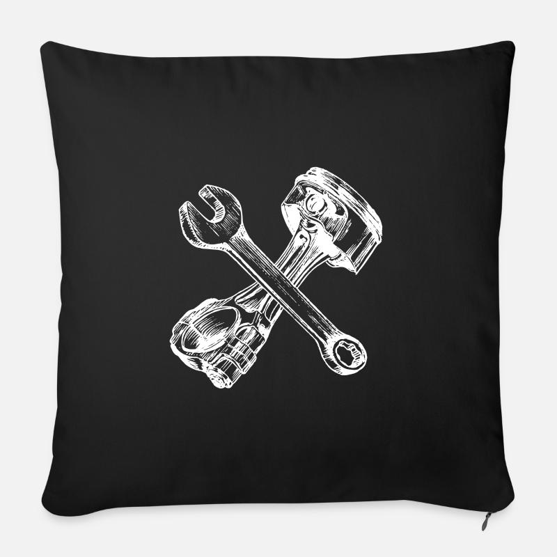 maulschluessel kolben gekreuzt - Sofakissenbezug 45 x 45 cm - Schwarz