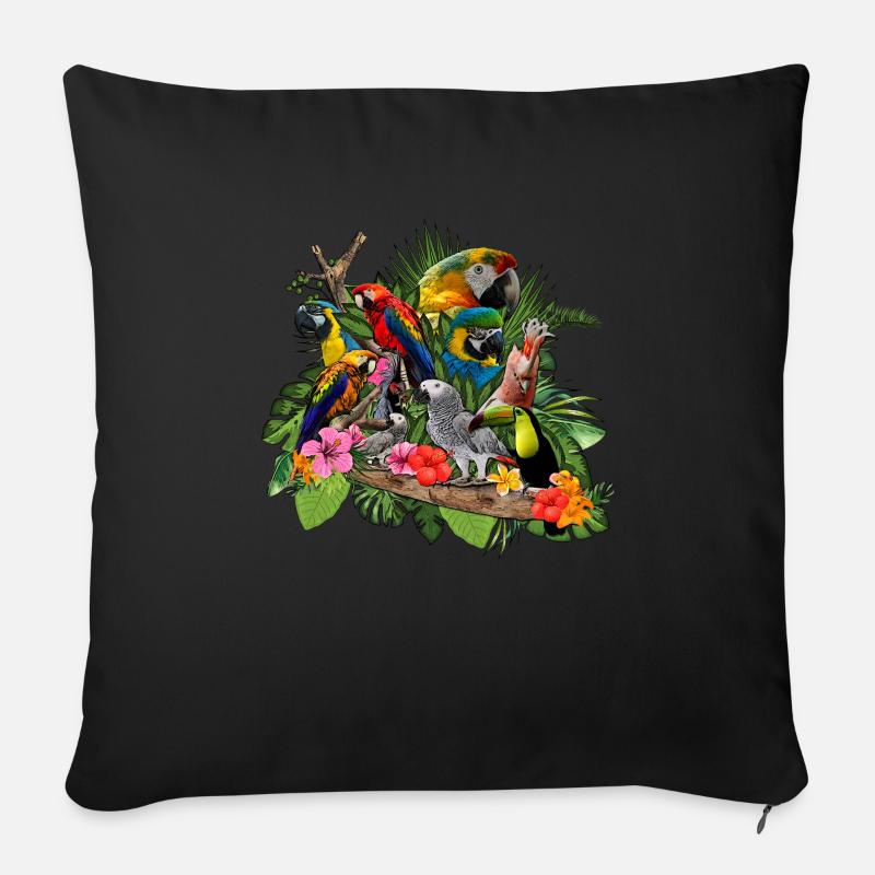 Papagei Graupapagei Tier Sittich - Sofakissenbezug 45 x 45 cm - Schwarz