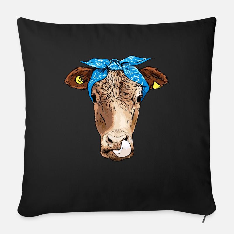Hipster Kuh Tier - Sofakissenbezug 45 x 45 cm - Schwarz