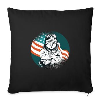 Pilot plane cat kitten - Sofa pillowcase 17,3'' x 17,3'' (45 x 45 cm) - black - Front