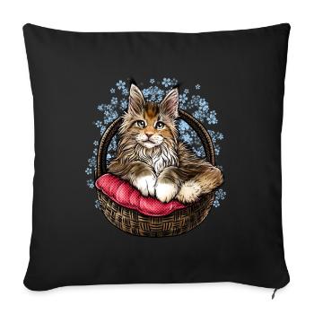 Maine Coon cat - Sofa pillowcase 17,3'' x 17,3'' (45 x 45 cm) - black - Front