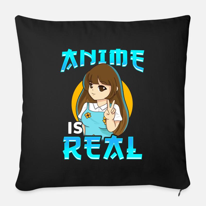 Anime Manga ist echt - Sofakissenbezug 45 x 45 cm - Schwarz