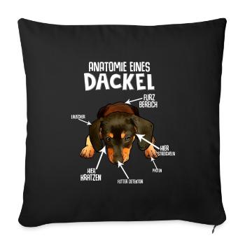 Dackel Hund Hunderasse - Sofakissenbezug 45 x 45 cm - Schwarz - Vorne