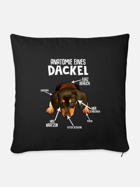Dackel Hund Hunderasse - Sofakissenbezug 45 x 45 cm - Schwarz