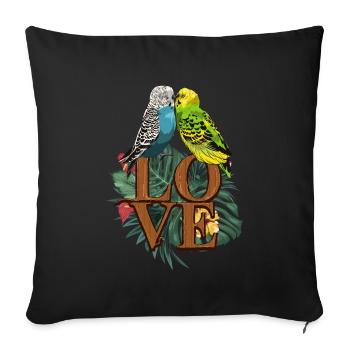 Perruche d'amour perruche - Housse de coussin décorative 45 x 45 cm - noir - Devant