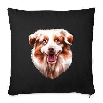 Australian Shepherd Aussie - Housse de coussin décorative 45 x 45 cm - noir - Devant