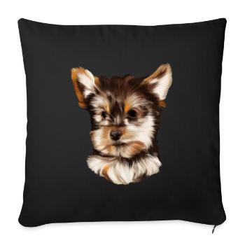 Yorkshire Terrier chien Yorkie - Housse de coussin décorative 45 x 45 cm - noir - Devant
