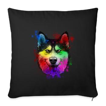 Siberian husky dog - Sofa pillowcase 17,3'' x 17,3'' (45 x 45 cm) - black - Front