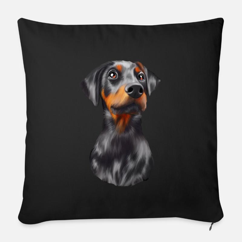 Dobermann Hund - Sofakissenbezug 45 x 45 cm - Schwarz