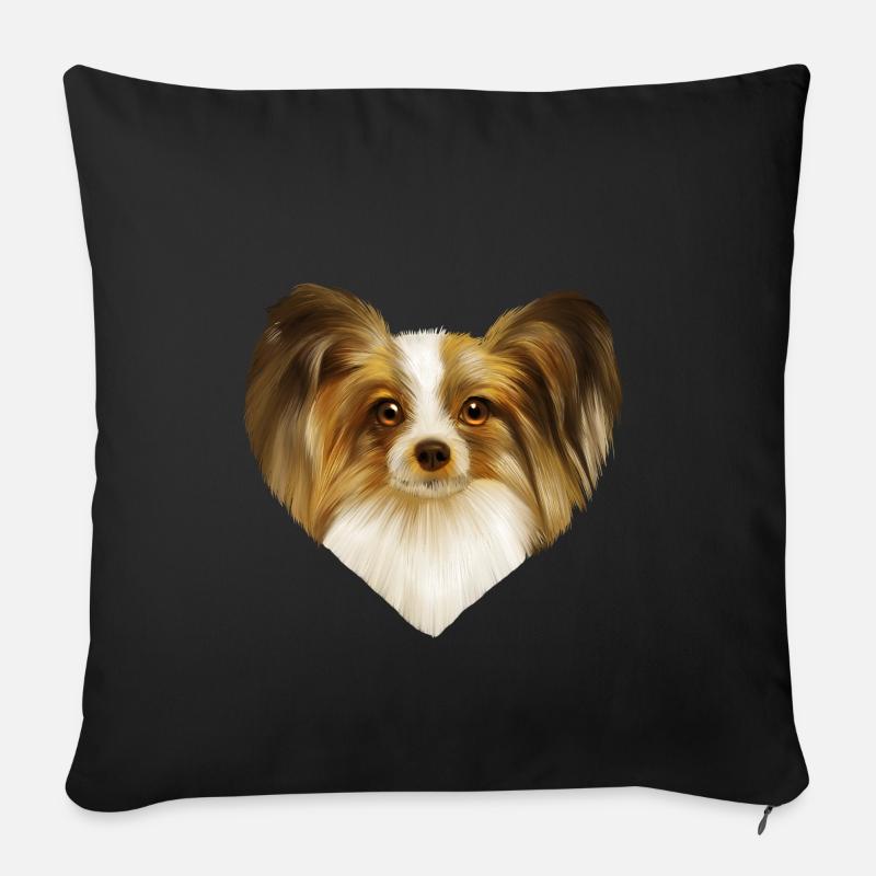 Papillon Hund Portrait - Sofakissenbezug 45 x 45 cm - Schwarz