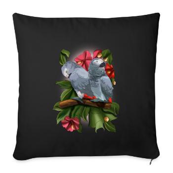 Perruche perroquet gris d'Afrique - Housse de coussin décorative 45 x 45 cm - noir - Devant