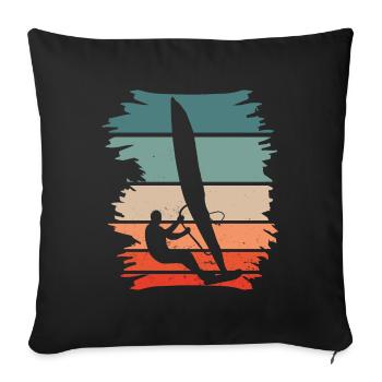 vintage retro Windsurfer Silhouette - Sofakissenbezug 45 x 45 cm - Schwarz - Vorne