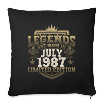 Légende Juillet 1987 35ème Anniversaire Cadeau Hommes - Housse de coussin décorative 45 x 45 cm - noir - Devant