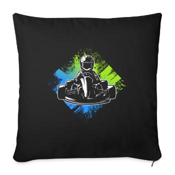 Kart Racing Motorsport Kids Boys Go-Kart - Sofa pillowcase 17,3'' x 17,3'' (45 x 45 cm) - black - Front