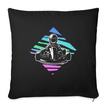Kart Racing Go Karts Women Girls Go-Kart - Sofa pillowcase 17,3'' x 17,3'' (45 x 45 cm) - black - Front