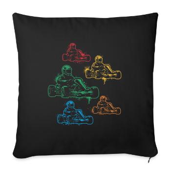 Go-Kart Motorsport Karts Kids Boys Kart Racing - Sofa pillowcase 17,3'' x 17,3'' (45 x 45 cm) - black - Front