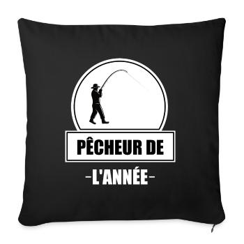 Pêcheur de l'année t-shirt homme pêche cadeau - Housse de coussin décorative 45 x 45 cm - noir - Devant