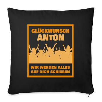 Abschied Anton - Sofakissenbezug 45 x 45 cm - Schwarz - Vorne