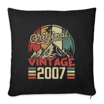Vintage 2007 Retro Cadeau Anniversaire Né En 2007 - Housse de coussin décorative 45 x 45 cm - noir - Devant