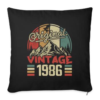 Vintage 1986 Retro Cadeau Anniversaire Né En 1986 - Housse de coussin décorative 45 x 45 cm - noir - Devant
