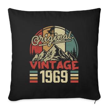 Vintage 1969 Retro Cadeau Anniversaire Né En 1969 - Housse de coussin décorative 45 x 45 cm - noir - Devant