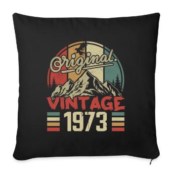 Vintage 1973 Retro Cadeau Anniversaire Né En 1973 - Housse de coussin décorative 45 x 45 cm - noir - Devant